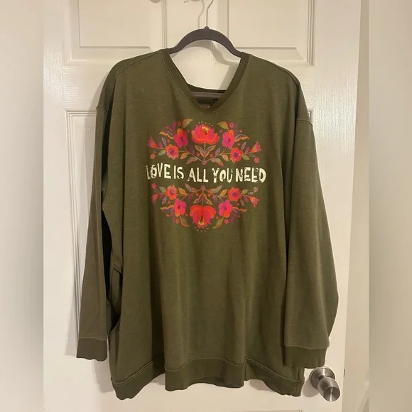 NATURAL LIFE Green Sweatshirt with Pockets - Picture 1 of 9